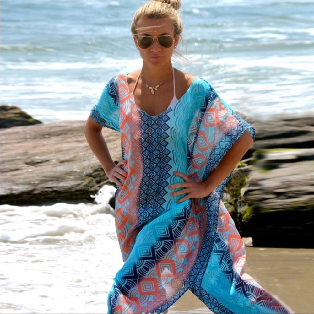 Boho Beach Geometric Beach Poncho